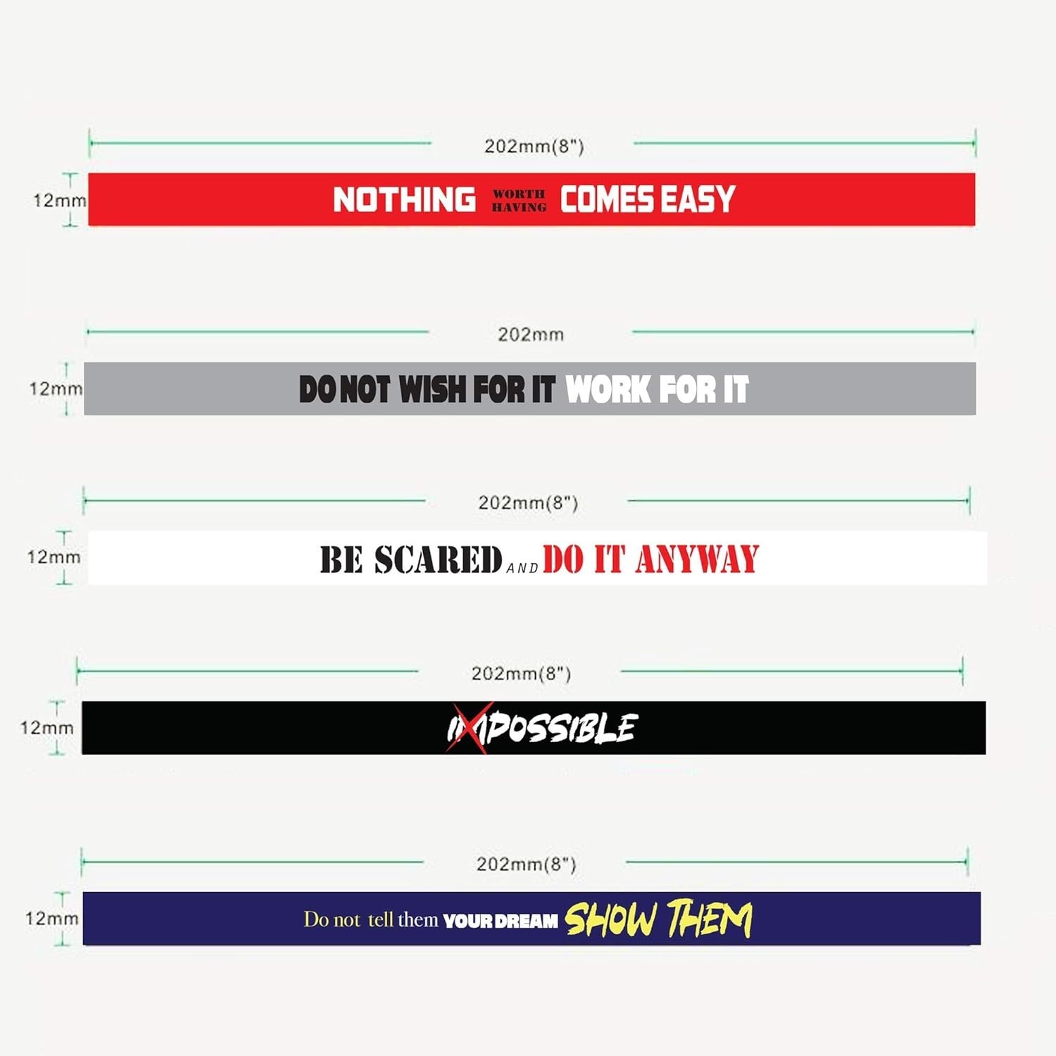 Unisex 12×8” Silicone Motivational Bracelets – Perfect Gift for Teens & Adults