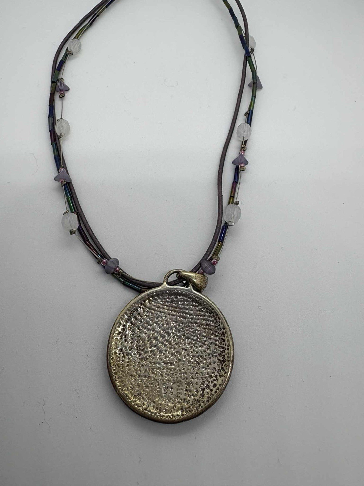 Multi-Strand Beaded Choker Necklace with Large Pendant. FREE SHIPPING