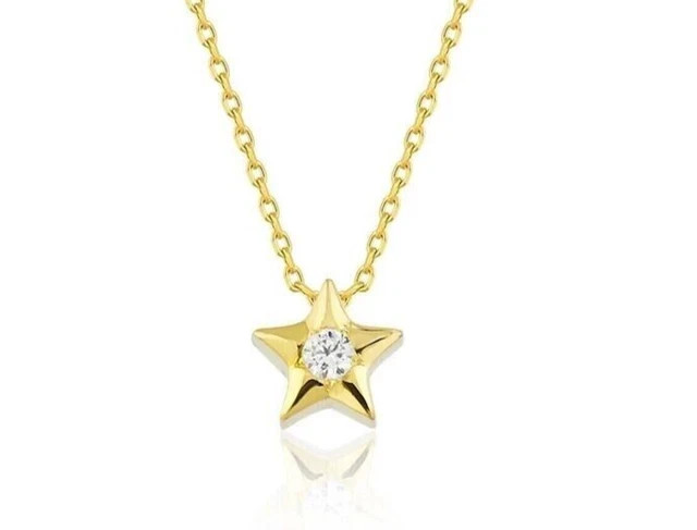 0.50Ct Round Cut Simulated Diamond Wedding Star Pendant 14K Yellow Gold Plated
