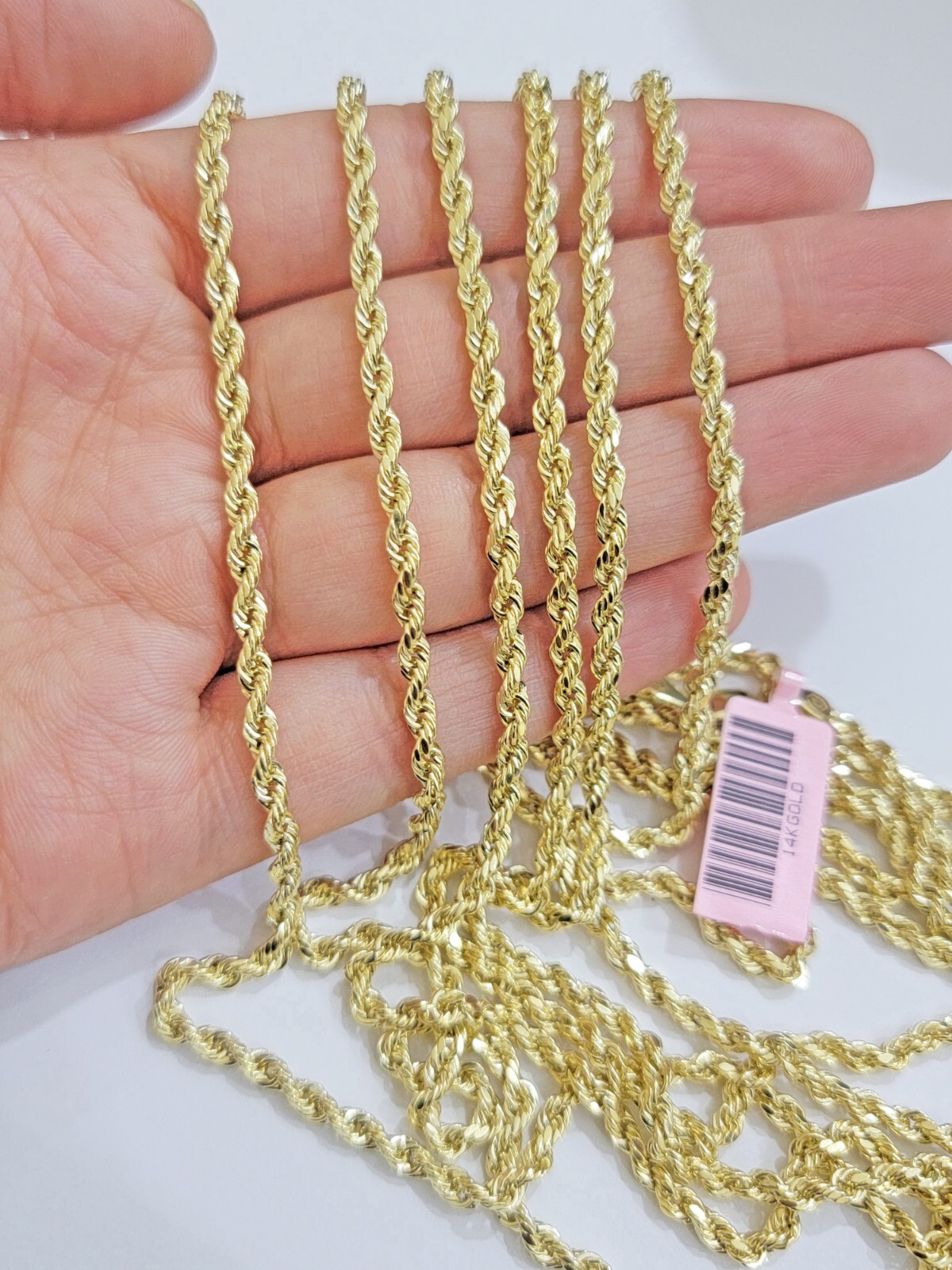 Real 14k Yellow Gold Rope Chain Necklace 18″-26″ 3mm Diamond Cut 14kt Men Women