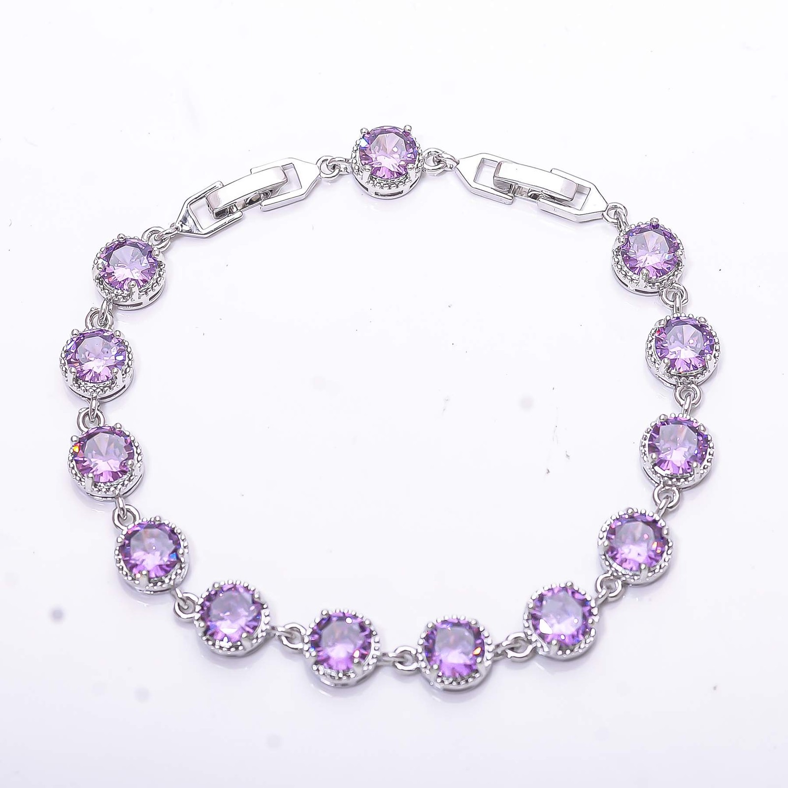 Purple Amethyst 925 Sterling Silver Tennis Bracelet 7.99″, Christmas Gift B69912