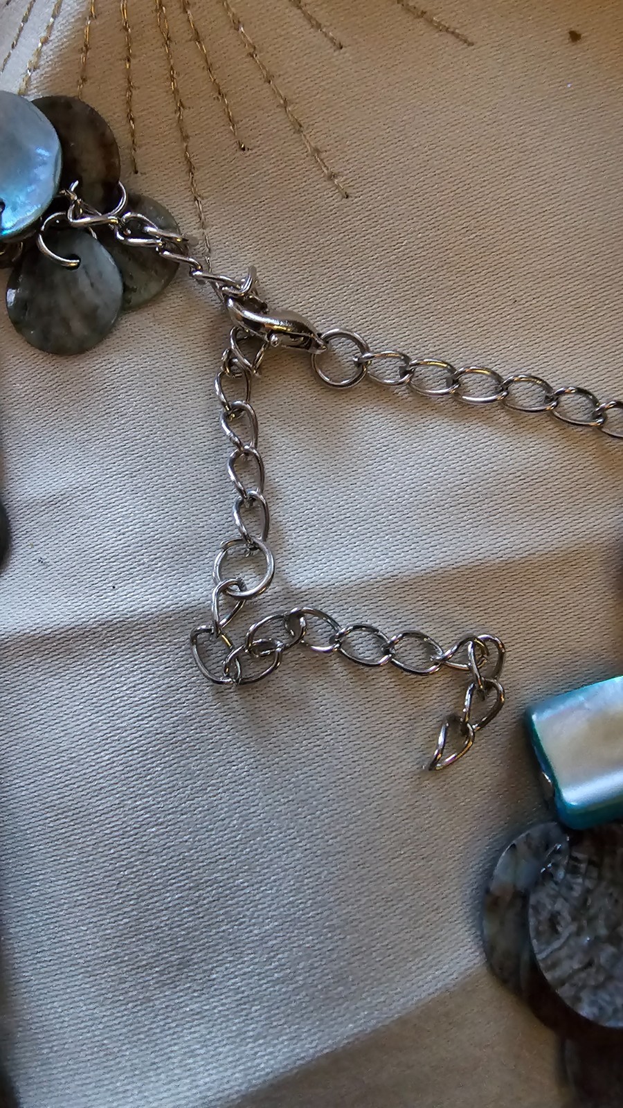 Beachy Coastal Shell Disc Y Necklace 15-17 in