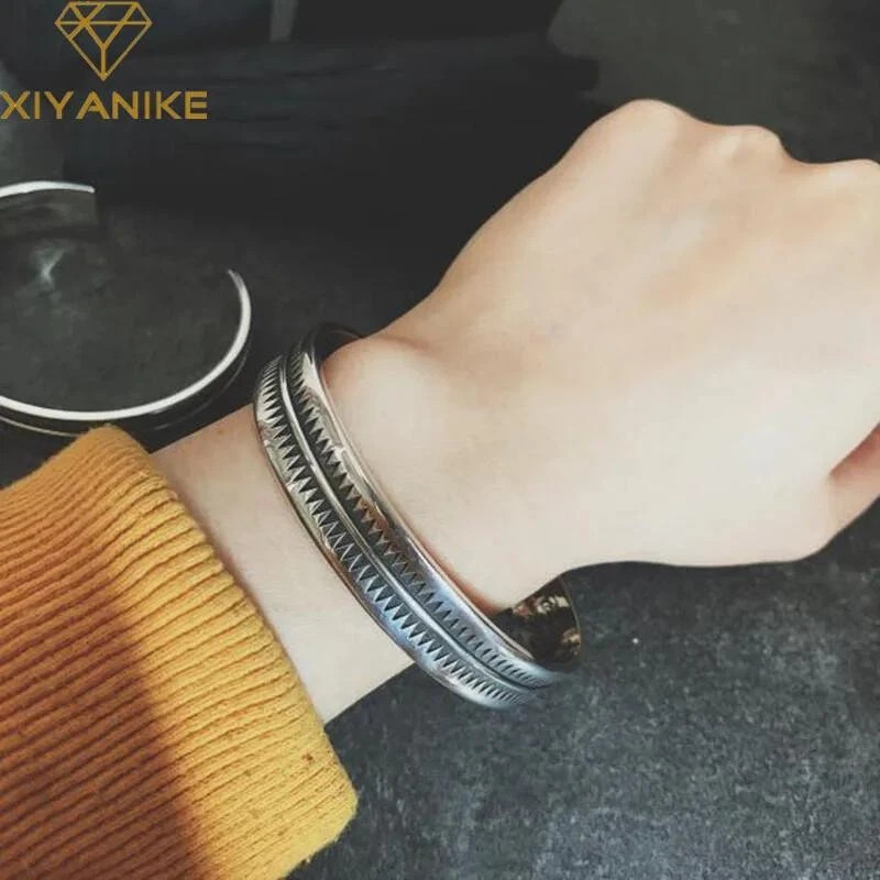 Men’s and Women’s Vintage Bracelet Bracelet Pure Silver Cuff Bracelet