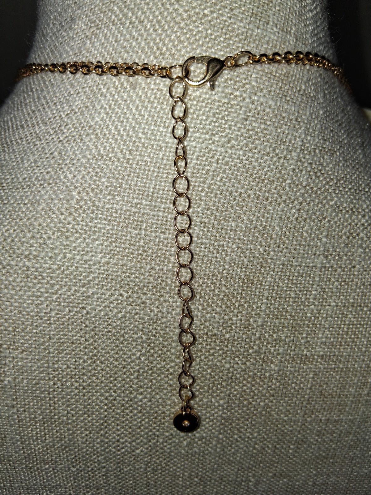 Nickel-Free Gold Tone Layered Necklace Clear Crystal Stones Adjustable Lobster