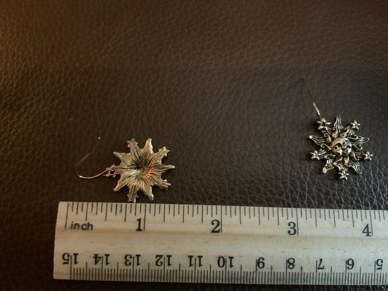 Free People Gold Earrings Sun Star Face Celestial Moon Boho Y2K Astrology VTG