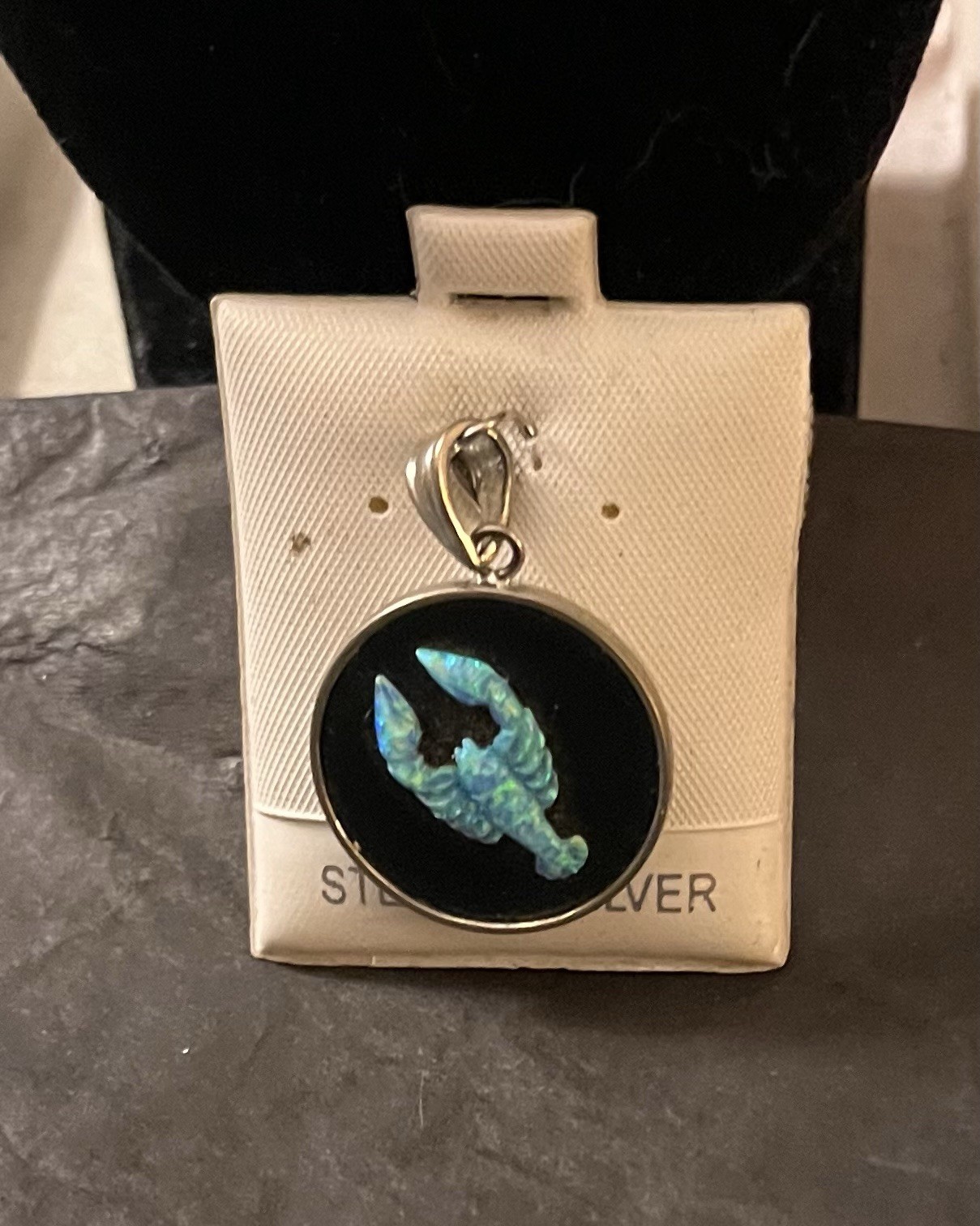 Synthetic Opal Pending With Sterling Silver
