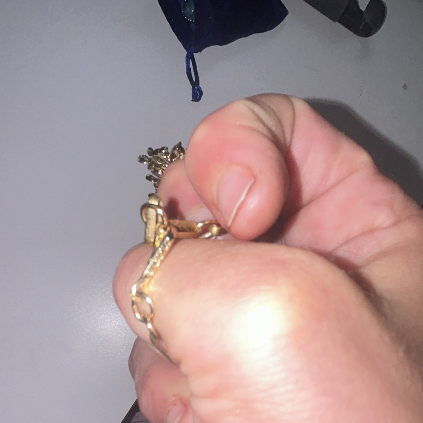 Gold Tone Leaf Link Statement Necklace Adjustable Lobster Clasp