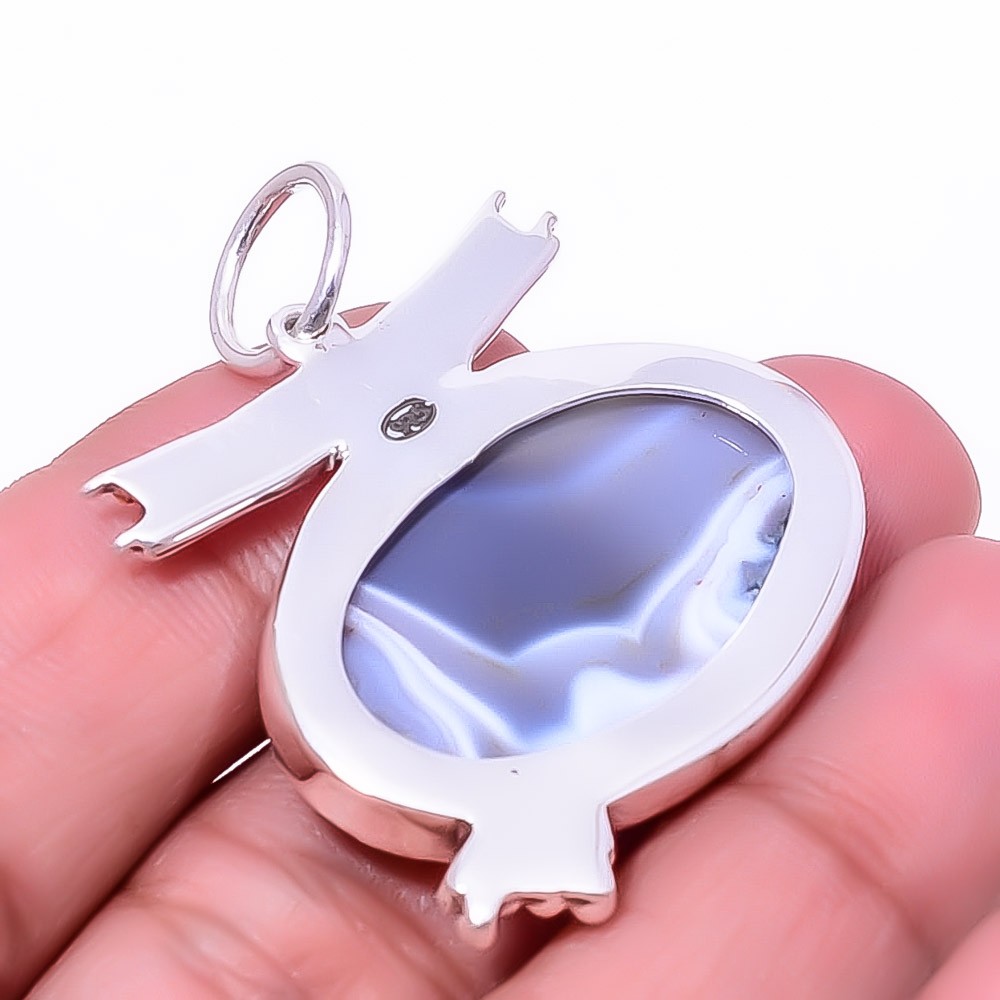 Botswana Agate – Botswana Designer Handmade 925 Sterling Silver Pendant 1.72″P12