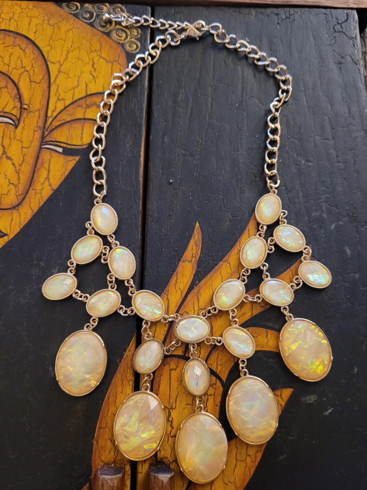 Fiery Faux Opalescent Statement Necklace
