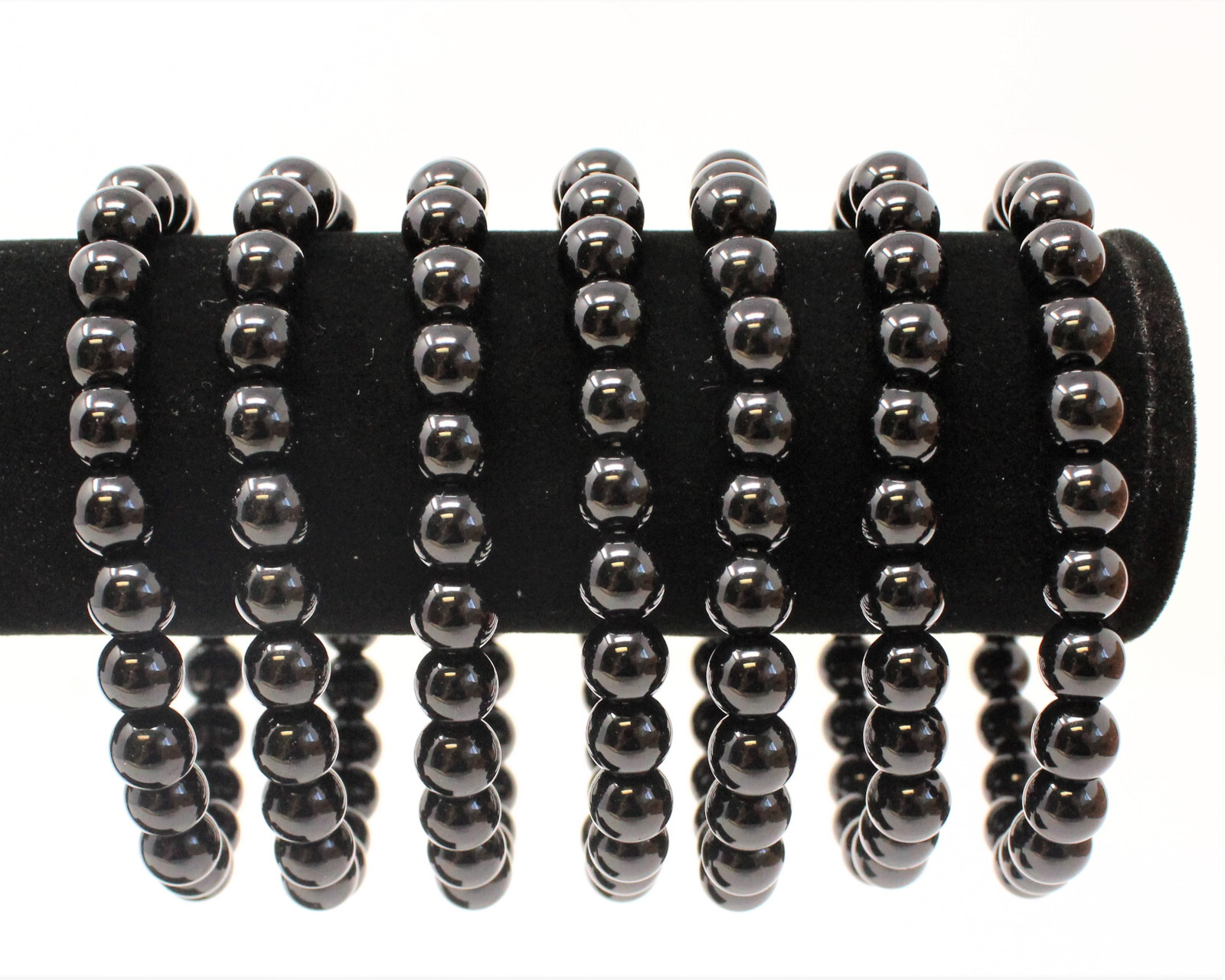 Jet Bead Bracelet: 8 mm Round Crystals (Jet Bracelet, Jet Gemstone Bracelet)