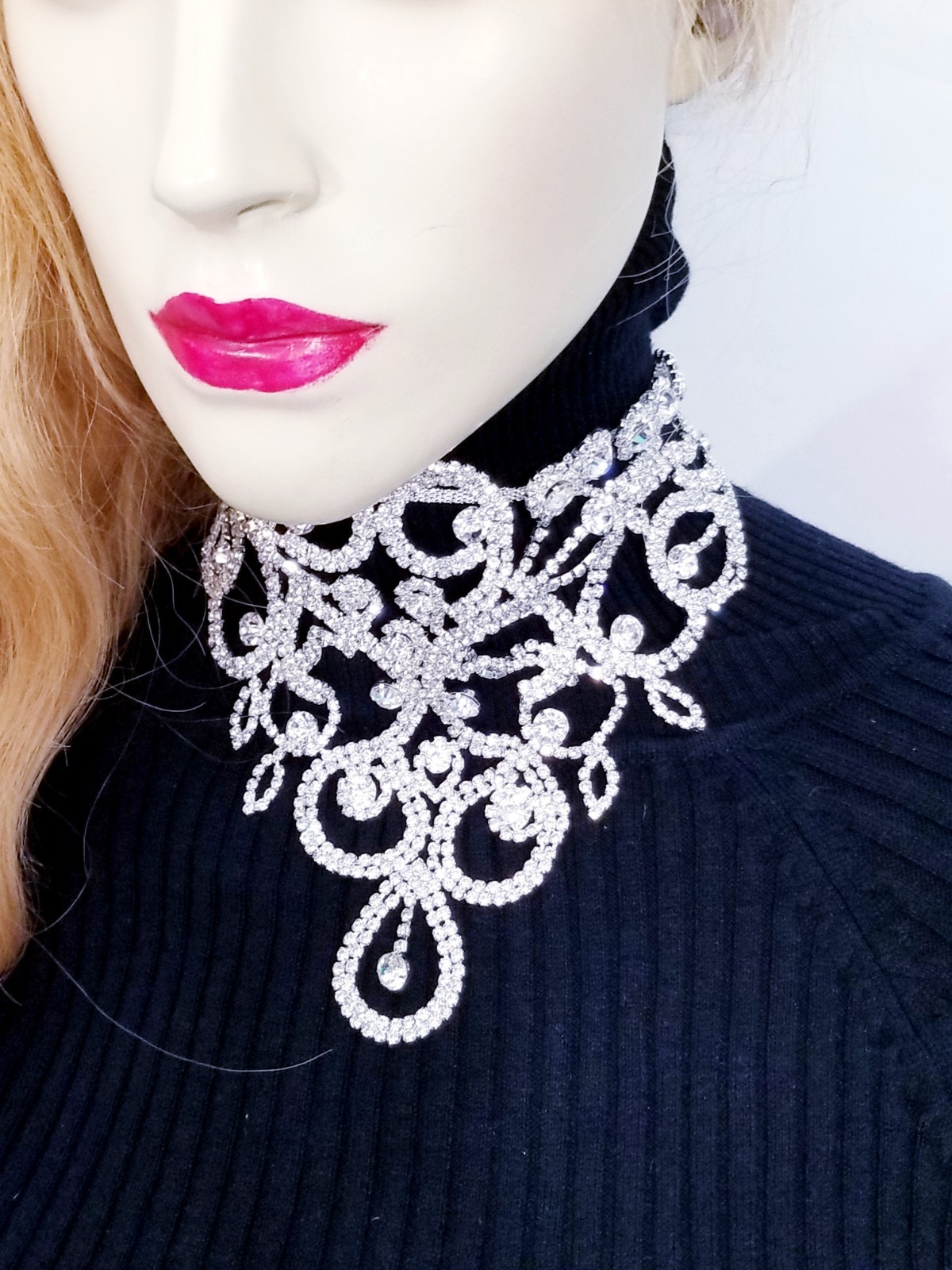 Clear Crystal Choker Rhinestone Crystal Necklace Bridal Prom Pageant Jewelry