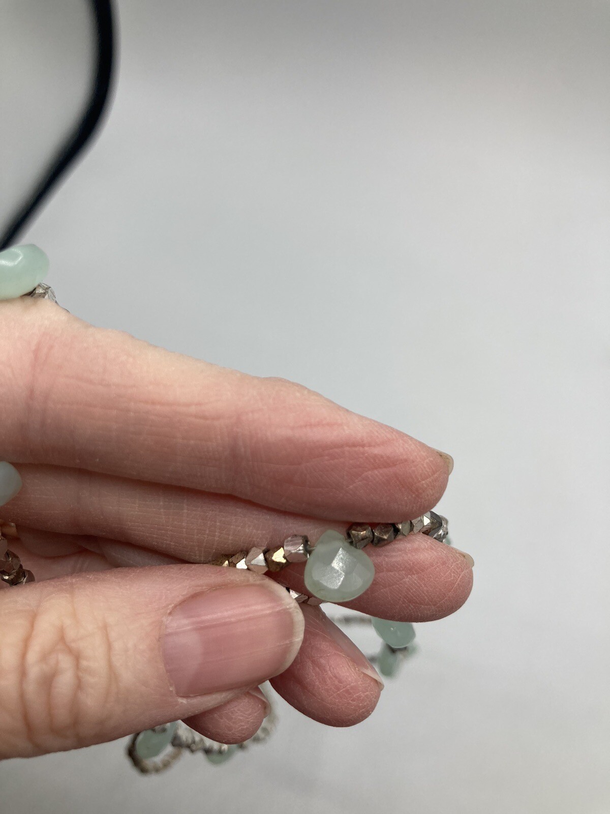 White House Black Market Silver & Ice Blue Faceted Beaded Necklace Branded