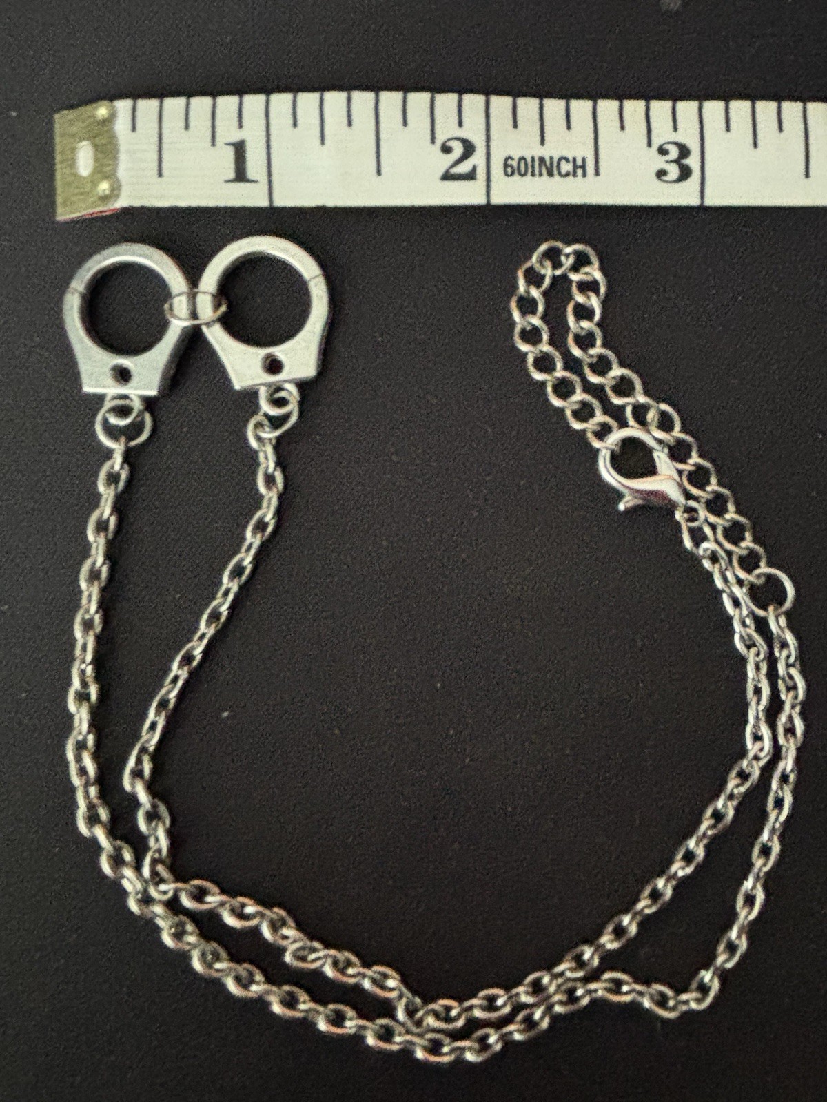 Gothic Goth Steampunk Novelty Silver Tone Handcuff Chain Necklace Choker Costume