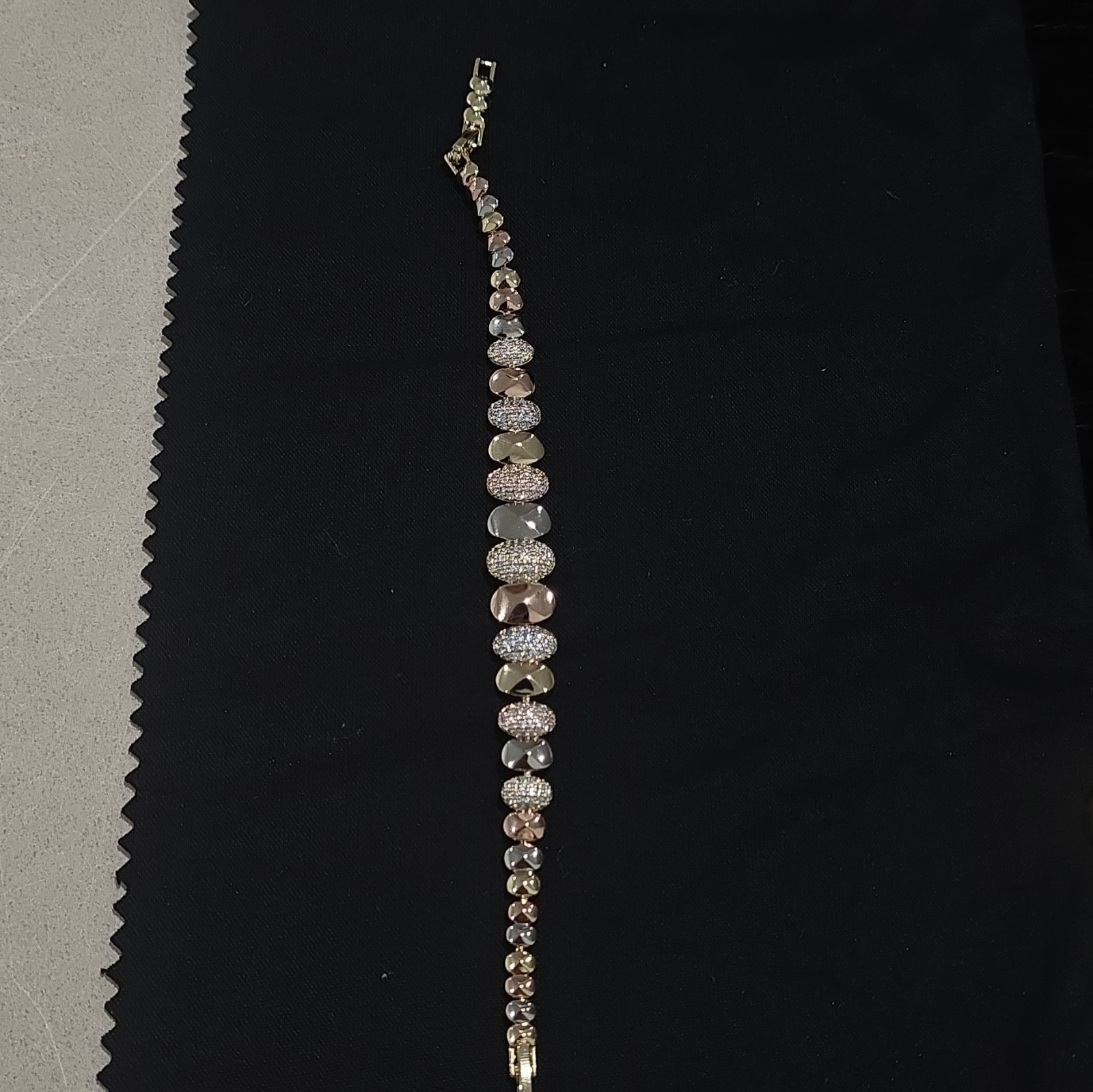 Gold Plated Crystal Beaded Tennis Bracelet – Lobster Clasp, Stackable, 8 in