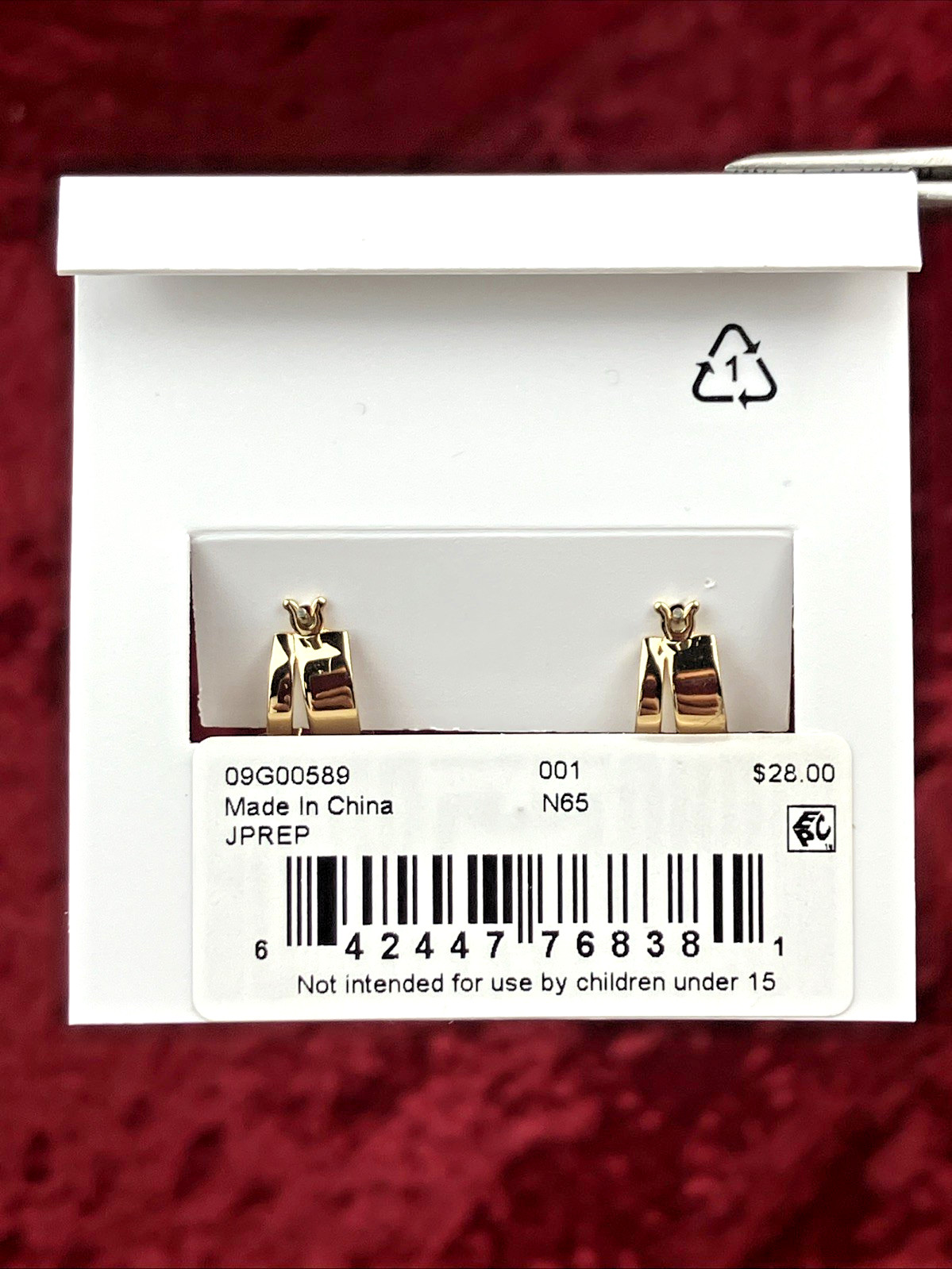 Karl Lagerfeld Gold Tone Ex Small Pave Jet Split Hoop Earrings NWT