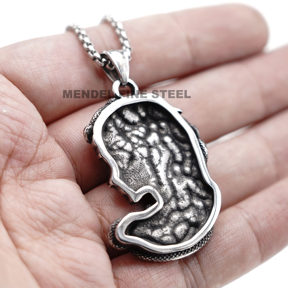 MENDEL Mens Womens Stainless Steel Greek Snake Medusa Head Pendant Necklace Men