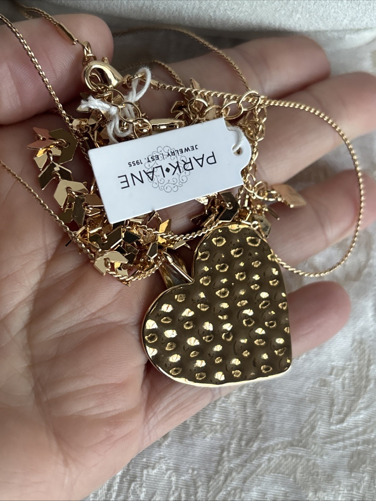 Park Lane Fairytale Double Tier Necklace 16” & 22” Gold Tone Heart & Francesca
