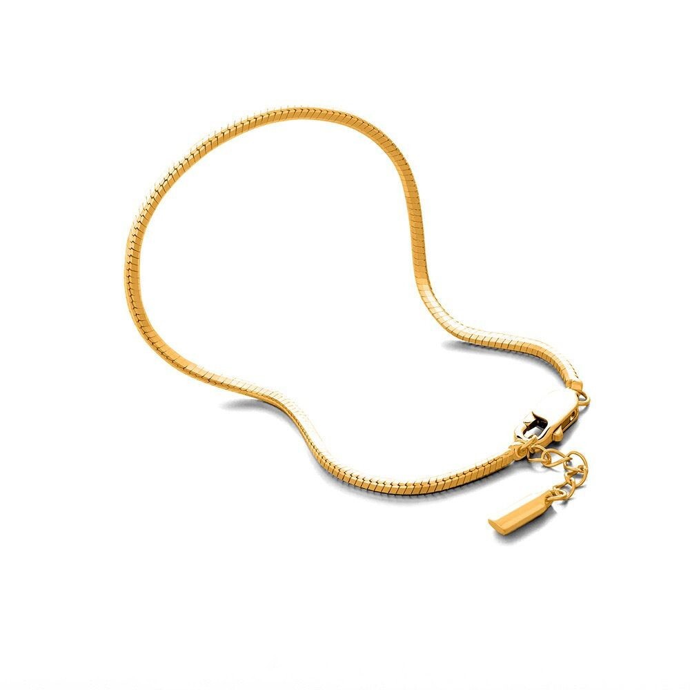 2 Color Men Women 18K Gold Plated Octagonal Snake Chain Bracelet Bangle 3 Length