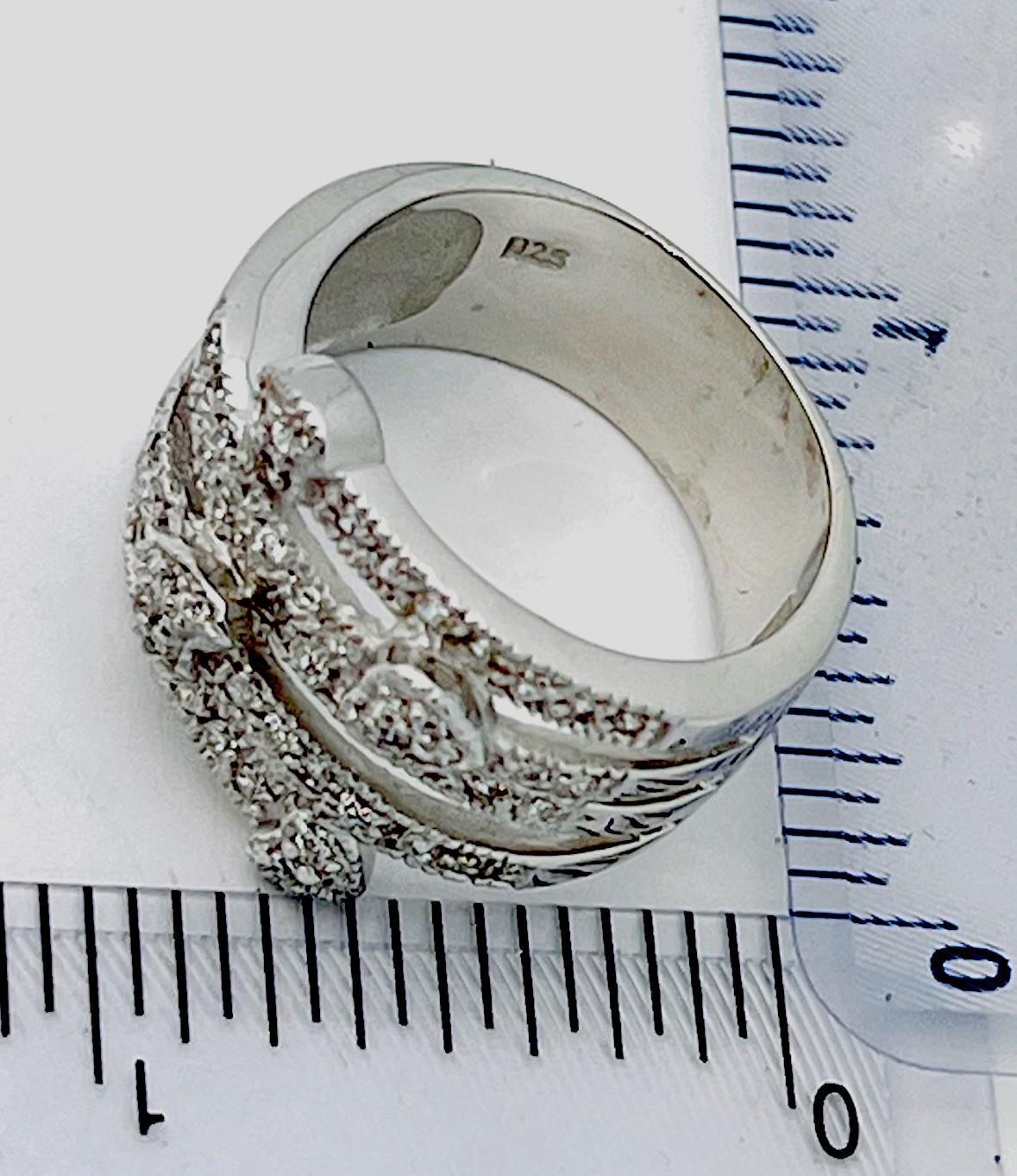 Sterling Silver 925 9.1 Gram 55 Prong Set CZ 5 Row Heart Ring Size 10