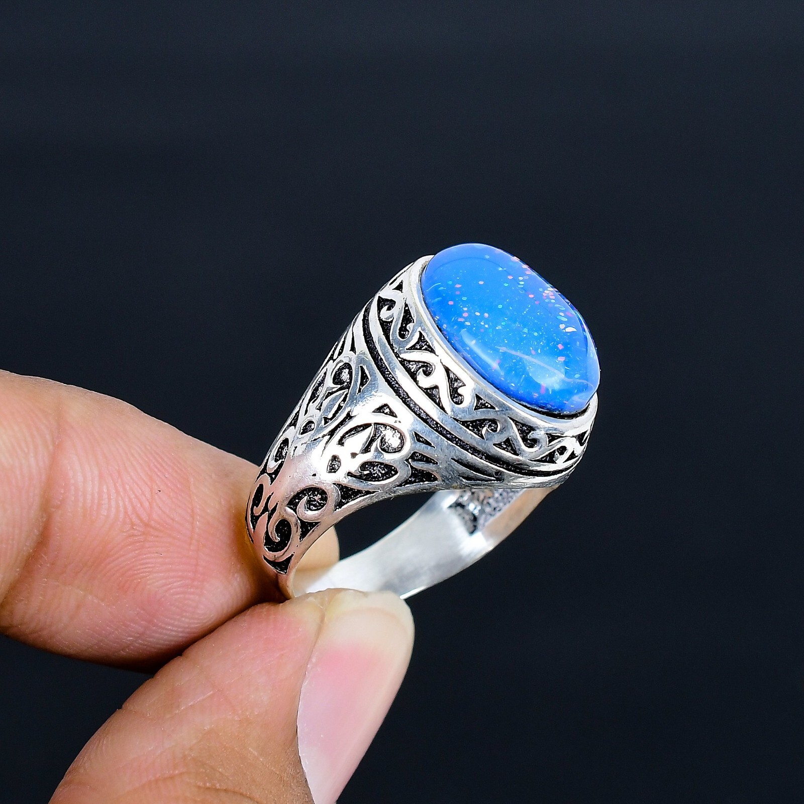 Fire Opal Gemstone Ethnic Ottoman Arabic Style Ring All Size Available LG-1117