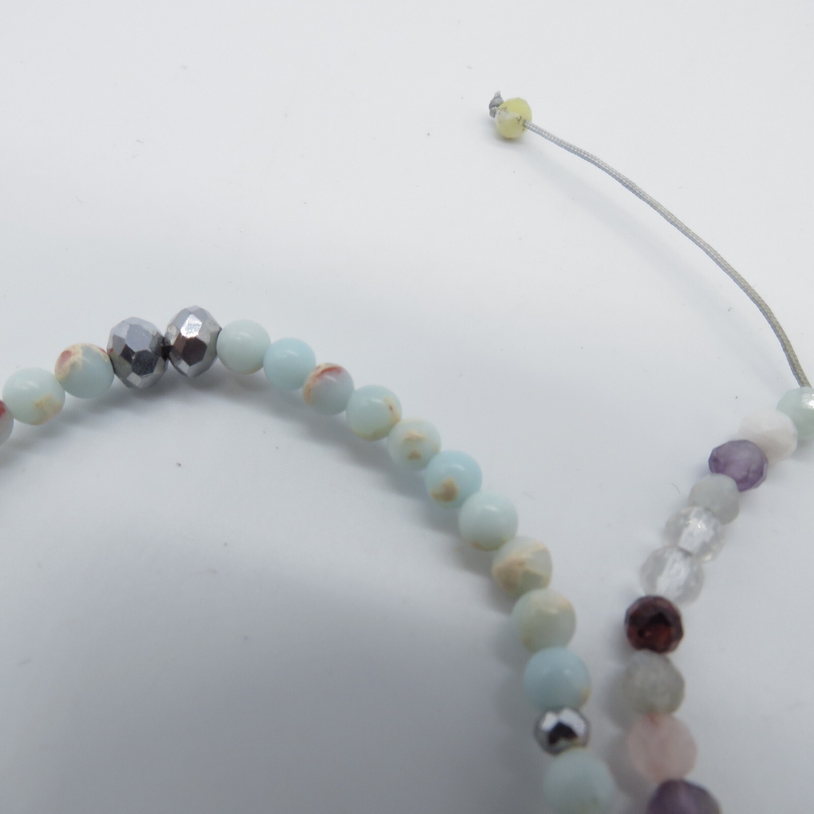 2Pc Dainty Blue Stone Beaded Bracelet Cute Boho Everyday Wear 6.5″