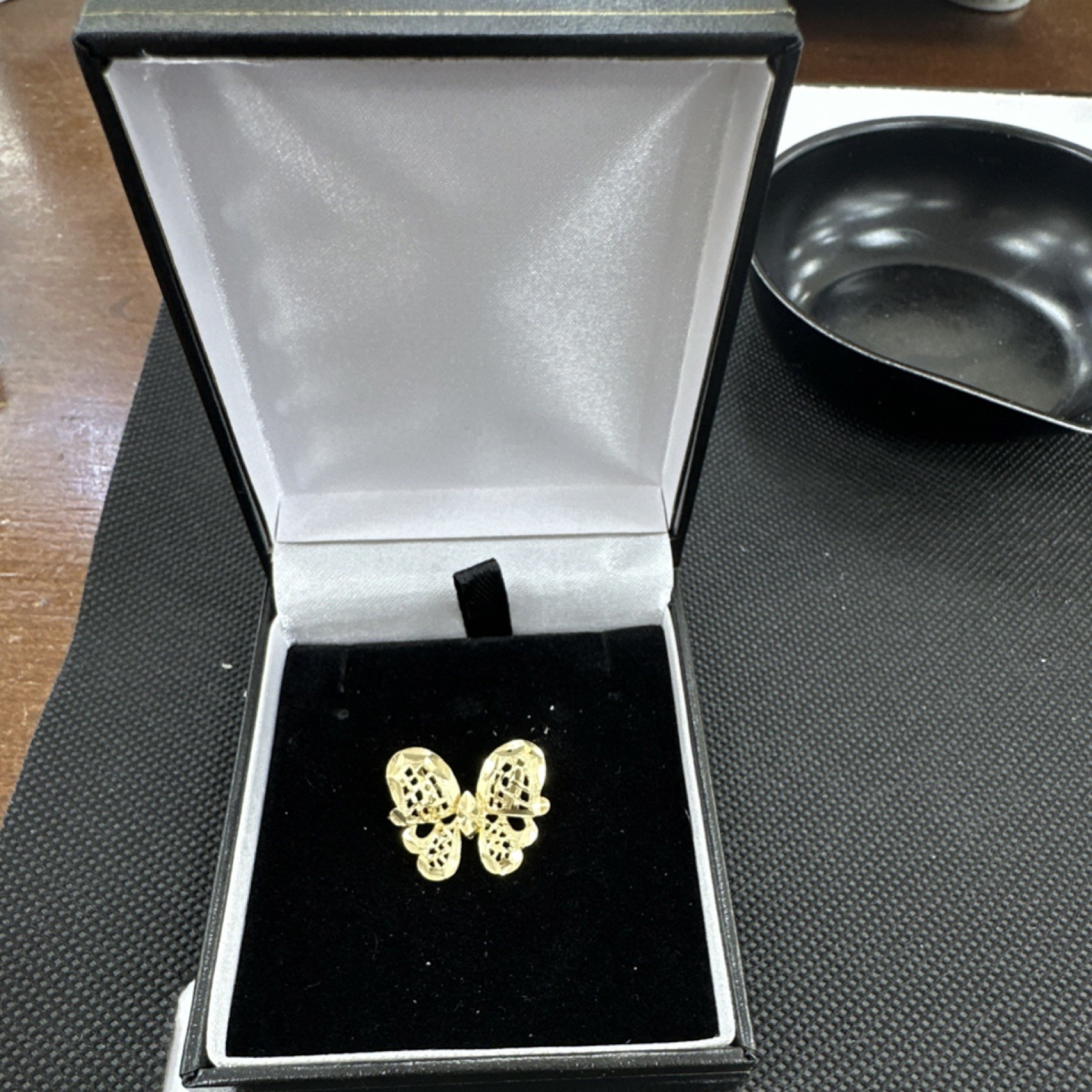 14k Gold Butterfly slider pendant, Signed 2.2cm Butterfly Theme