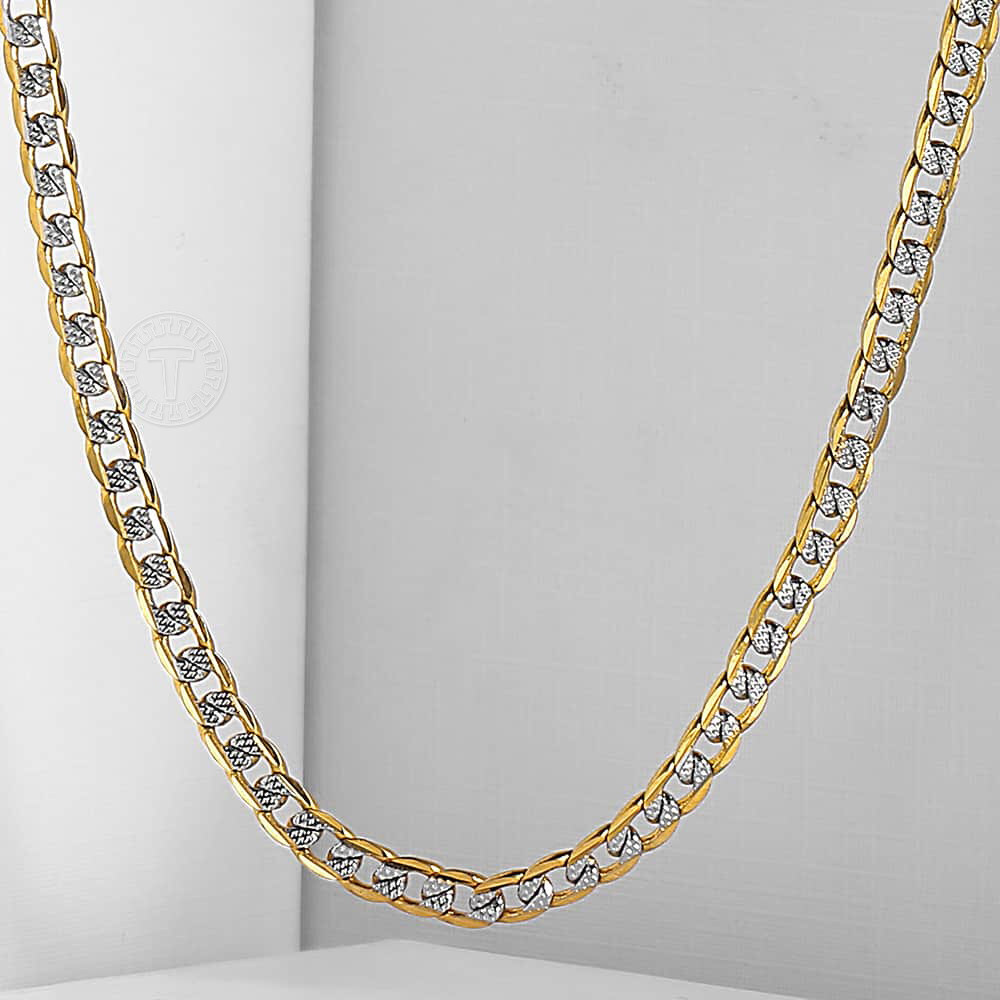 4mm GOLD FILLED Necklace Bracelet Set Diamond-Cut Curb Chain Unisex Jewelry Xmas