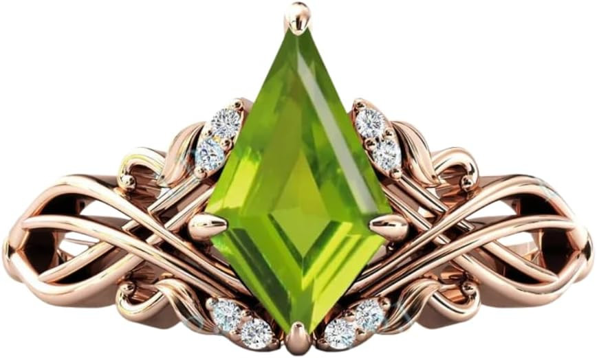 2carat Womens Engagement Ring,Kite Cut Peridot Gemstone Wedding Ring for Women