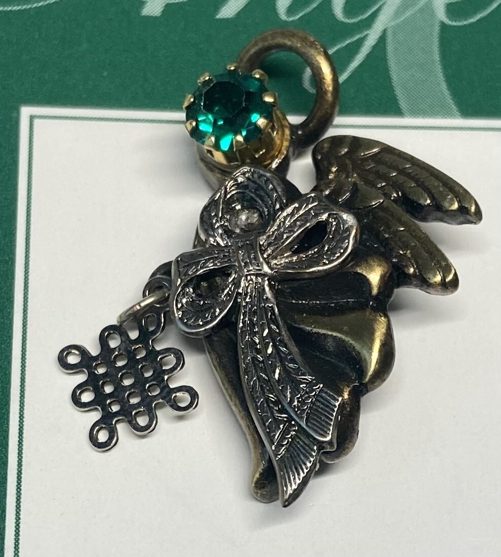2002 Roman Inc. IRISH ANGEL Jewelry Pin Broche Green Emerald Love & Joy New ￼