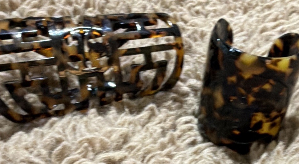 (2) Tory Burch…Tortoise shell Curved Plastic Bracelets