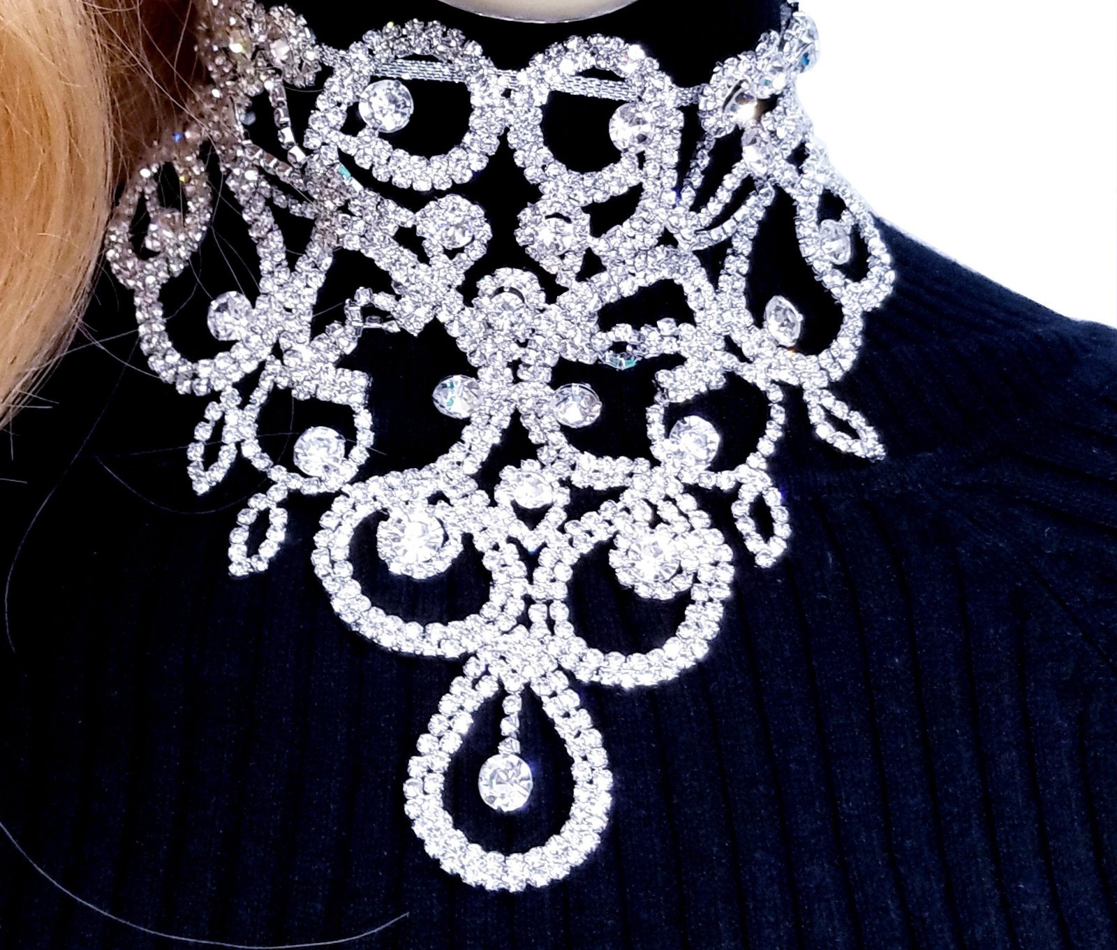 Clear Crystal Choker Rhinestone Crystal Necklace Bridal Prom Pageant Jewelry