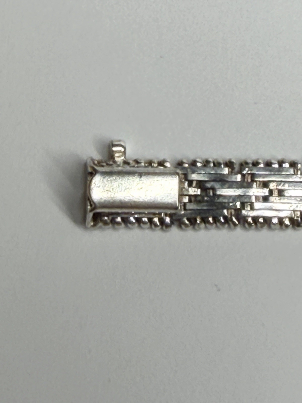 Vintage SU Italy 925 Sterling Silver Woven Flat Riccio Chain Bracelet 7.5” 15.7g