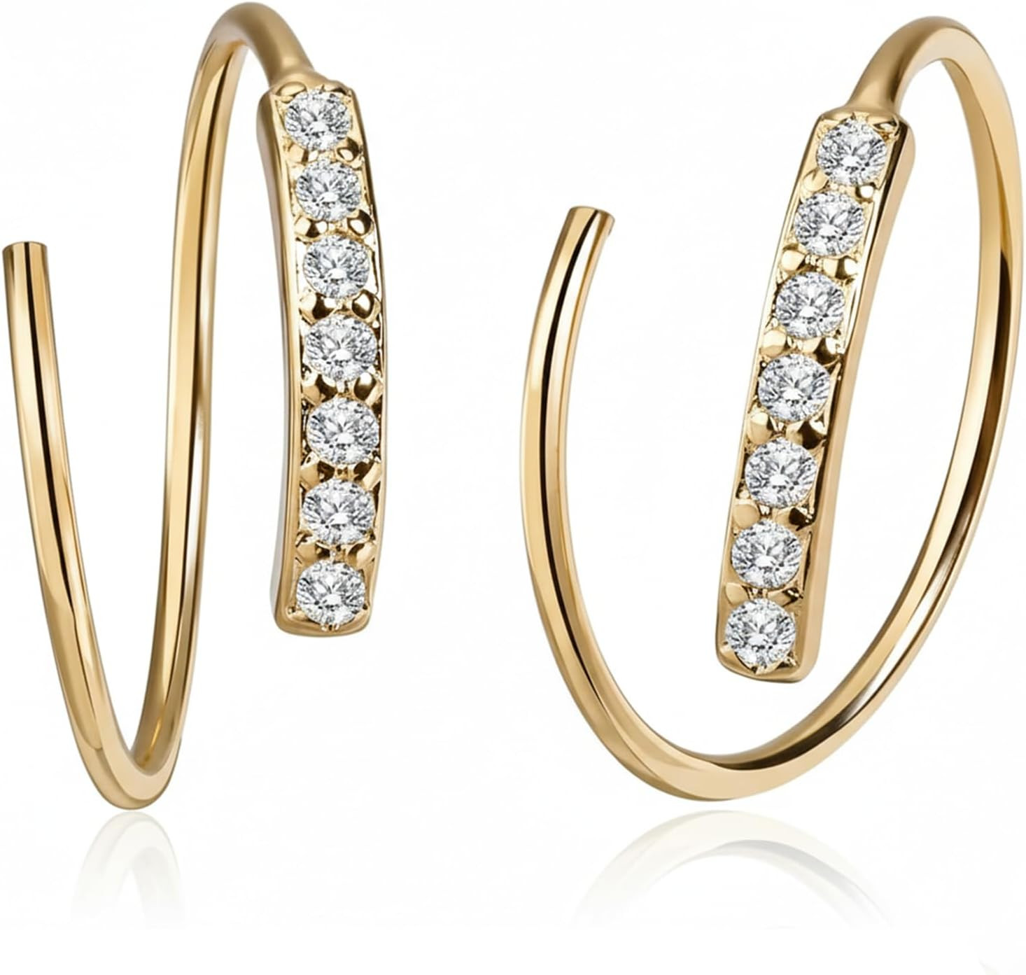 1 Pair Gold Earrings for Women, Plated Gold Double Hoops Earrings, Small Spiral