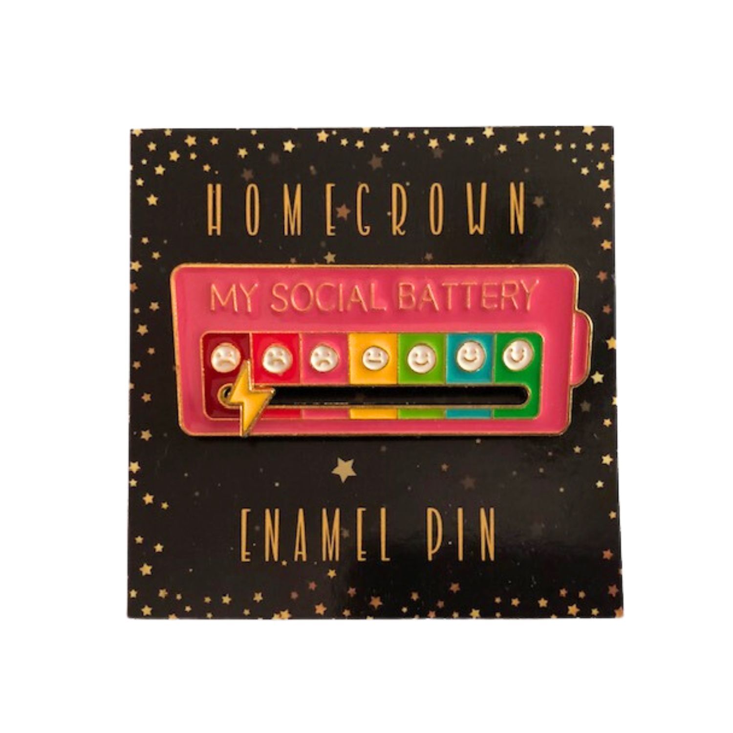 Social Battery Enamel Pin, Social Anxiety Battery Sliding Mood Interactive Pin