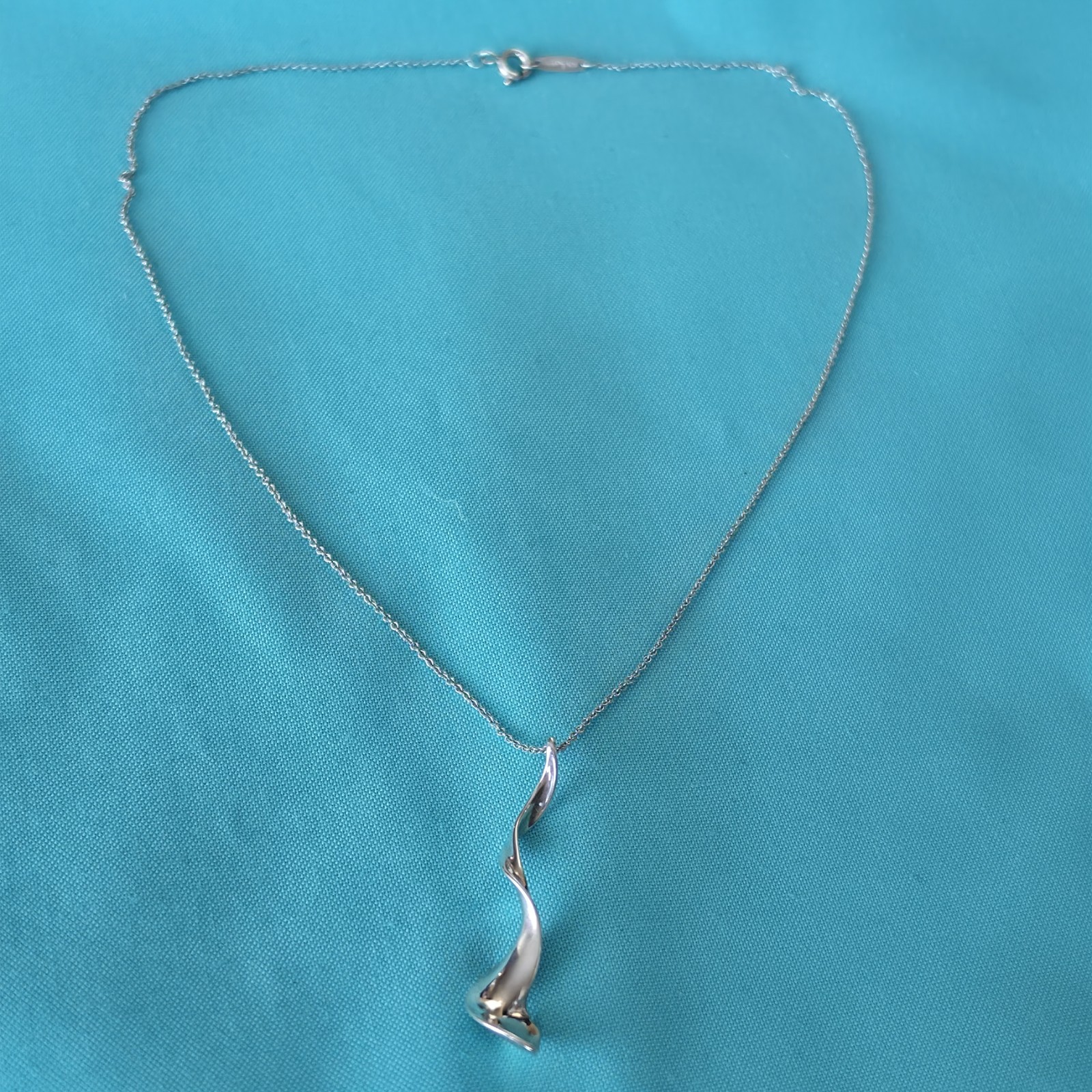 Tiffany & Co. Frank Gehry 925 Large Orchid Pendant Necklace Silver Chain 40cm
