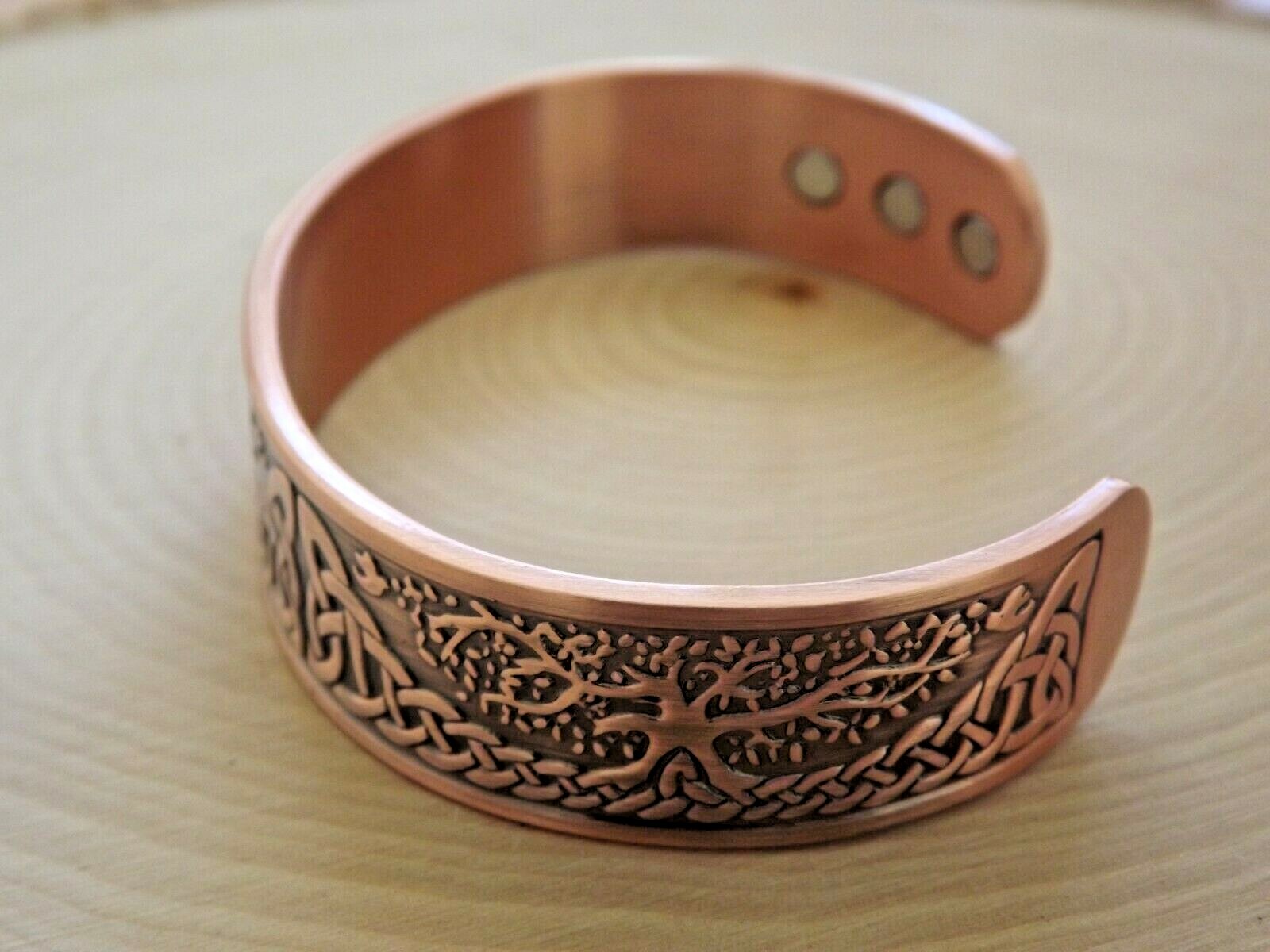 Pure Copper Magnetic Bracelet Arthritis Pain Therapy Energy Cuff Tree of Life