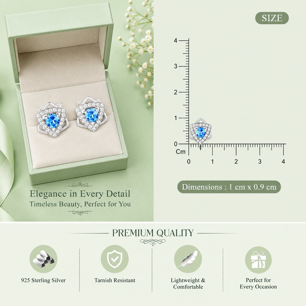 925 Sterling Silver Blue Cubic Zirconia Halo Star Stud Earrings for Women