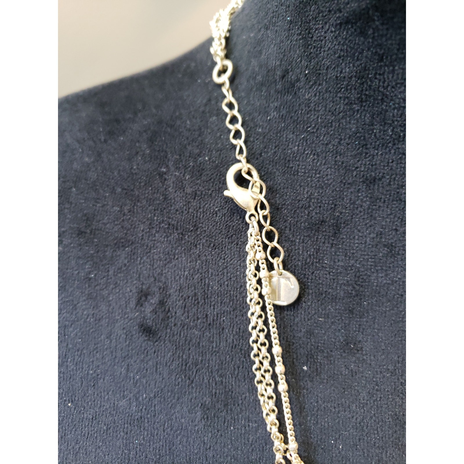 Women’s Gold Tone Layered Necklace Black Crystal Key Pendant Vintage Style