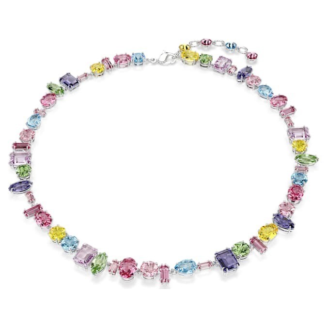 Swarovski Gema Necklace Mixed-cut, glittering and dazzling, rhodium-plated