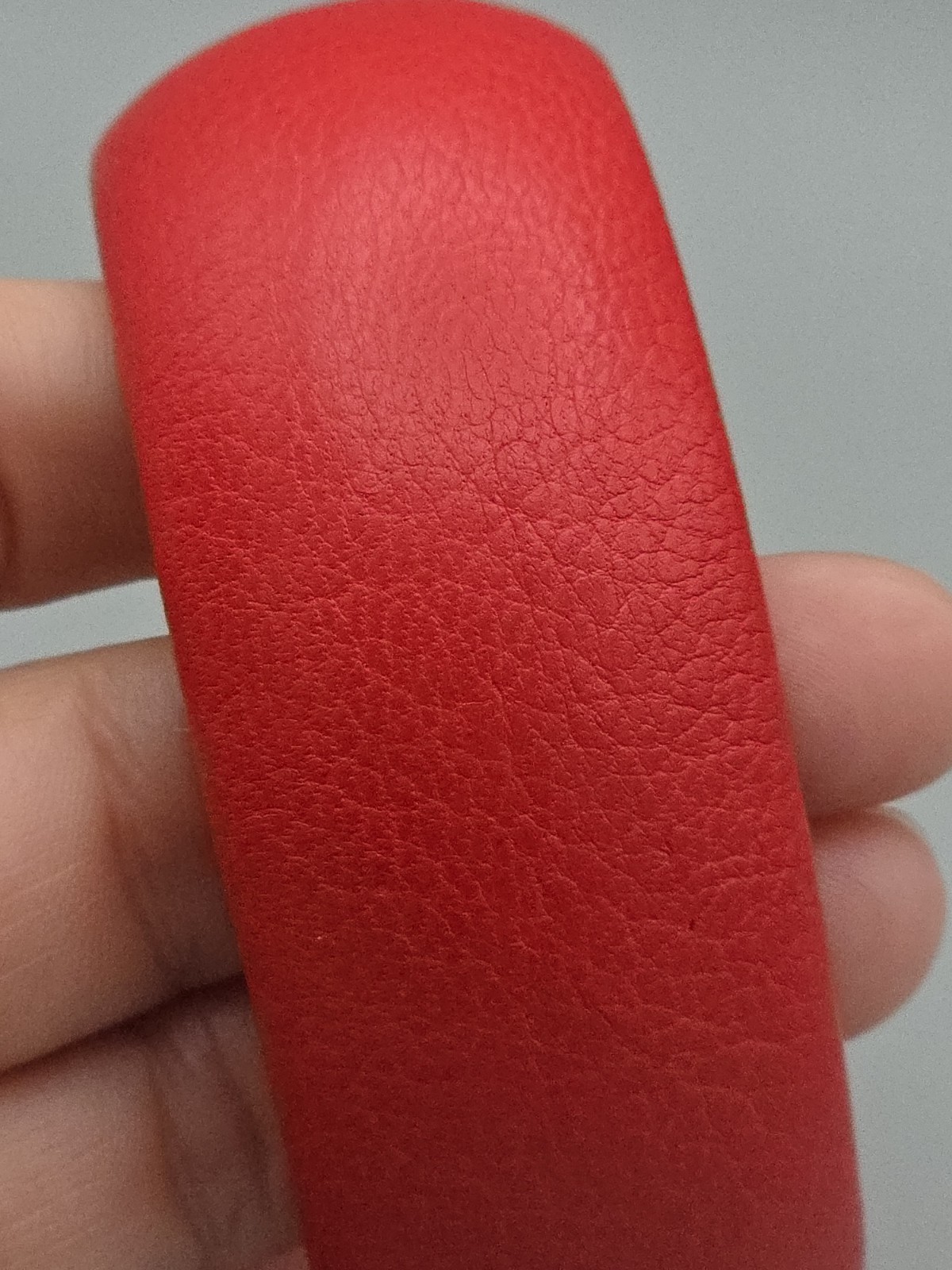 Scuola del Cuoio Genuine Red Italian Leather Wide Bangle Bracelet Made in Italy