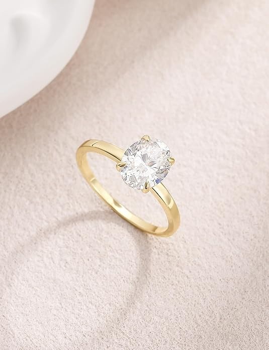 3CT 925 Sterling Silver Engagement Ring Oval Cut Solitaire Promise Rings for Her