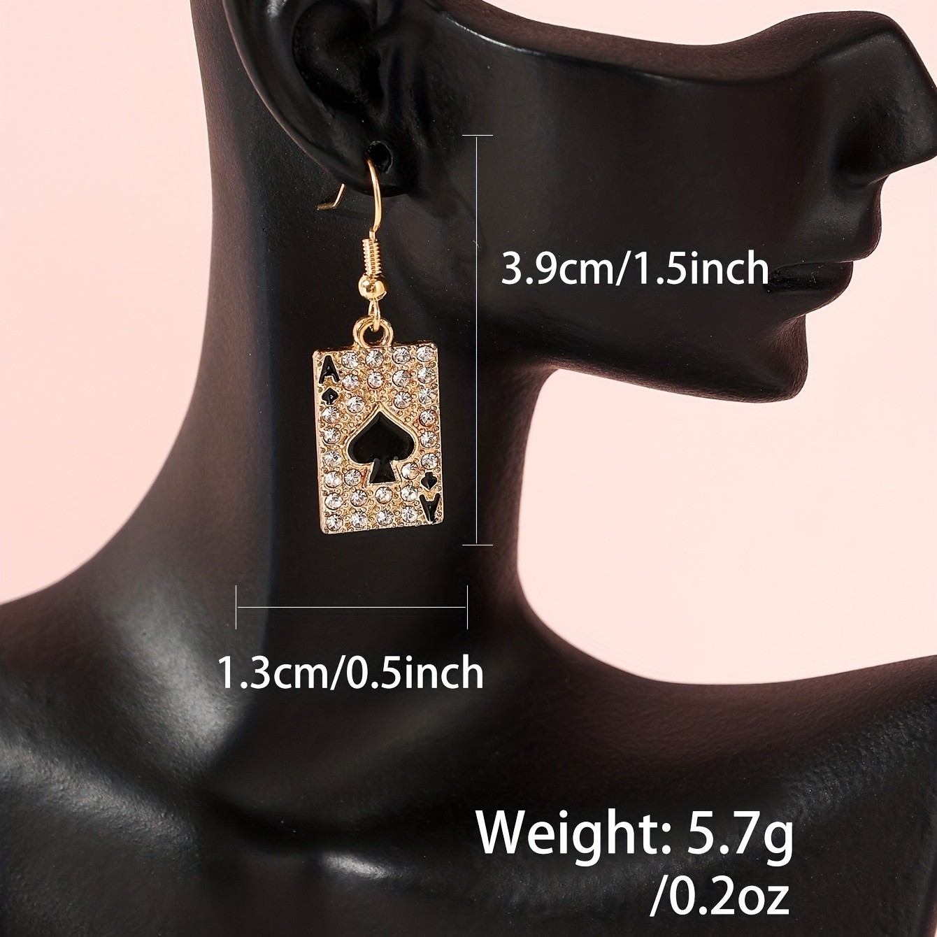 Women’s Ace Spades Drop Earrings Hip Hop Glass Stone Zinc Alloy Party Jewelry