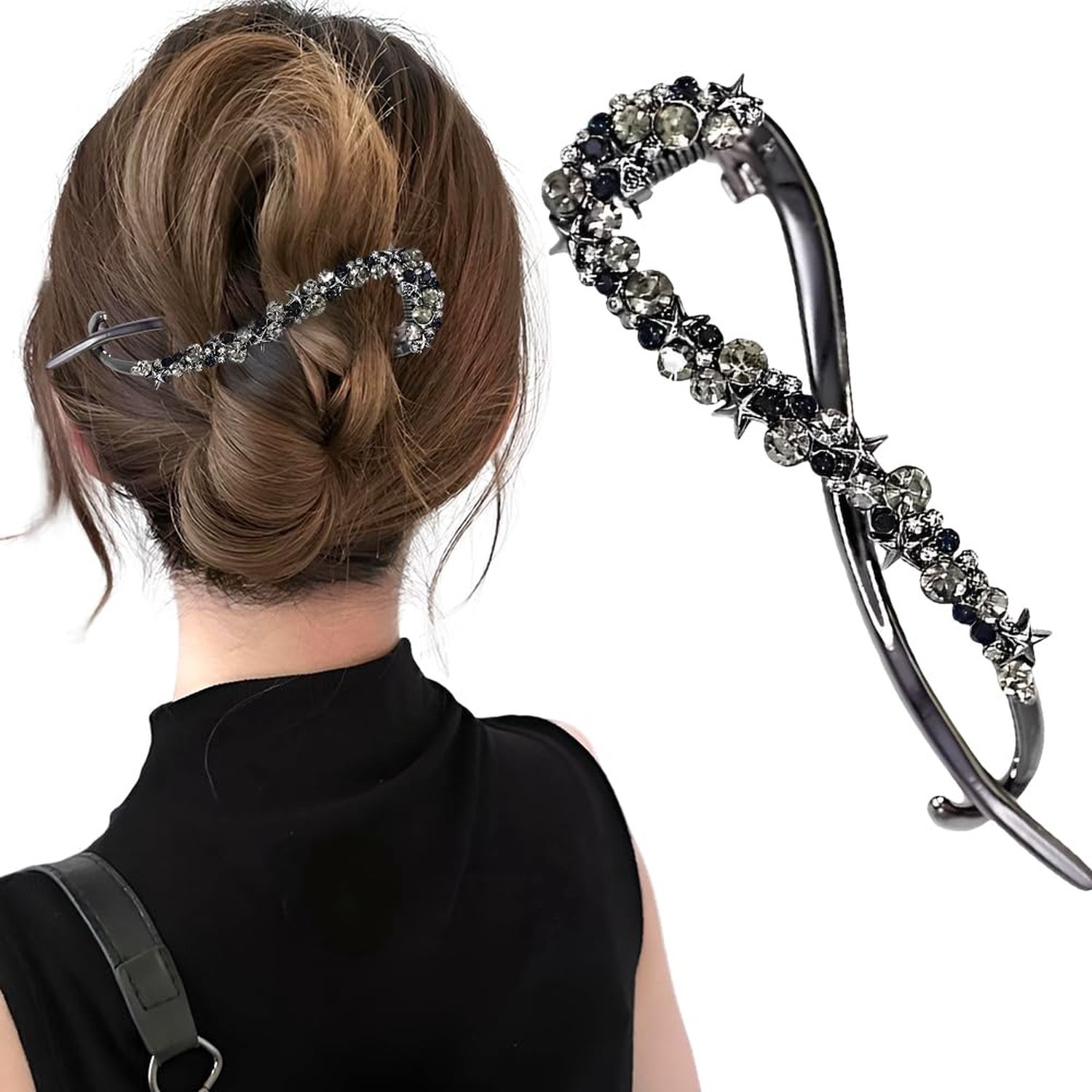 1Pcs Star Rhinestone Bannana Clips for Thick Hair Fashion Banana Hair Clips f…
