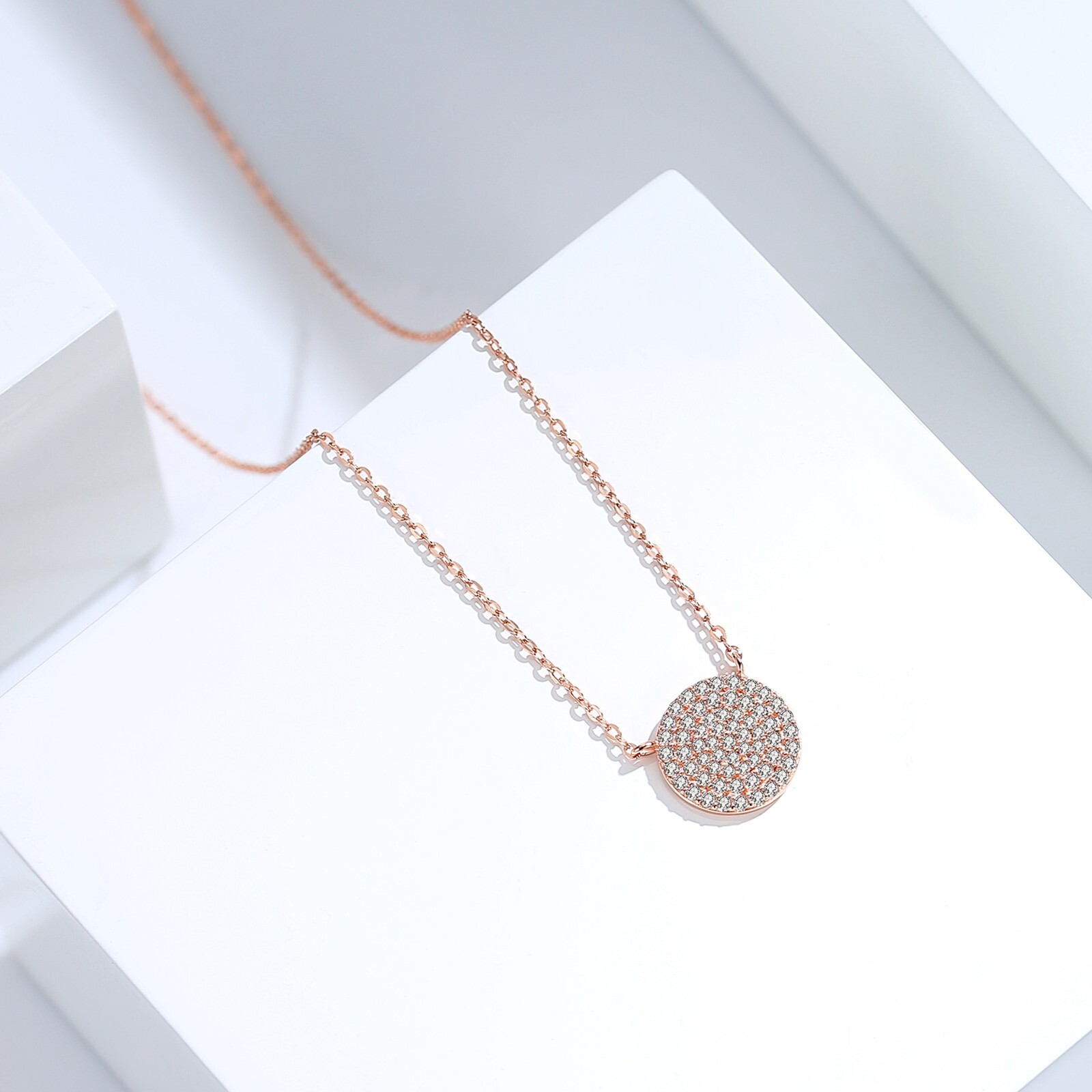 Lavishe 925 Sterling Silver Cubic Zirconia Pave Disc Round Pendant Necklace…