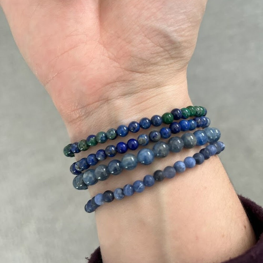 Natural Sodalite Bracelet 4mm Blue Gemstone Stretch Bracelet Handmade Gift