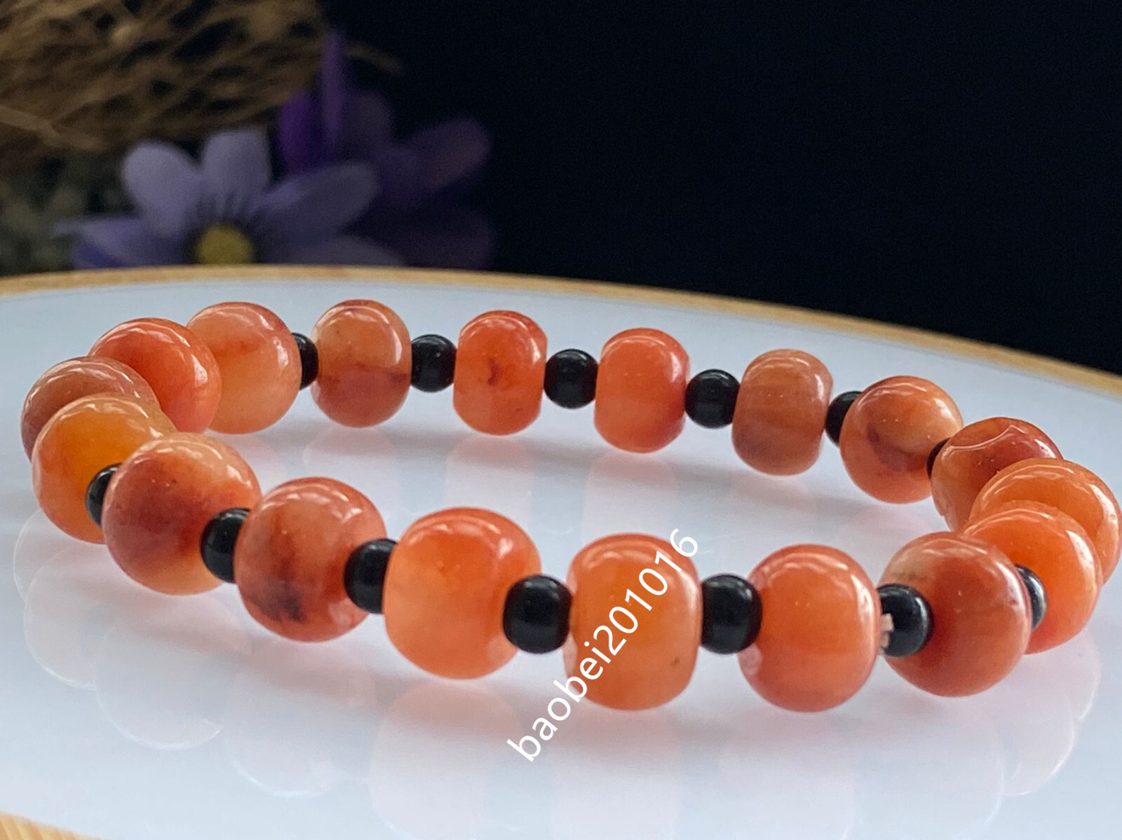 5pcs 10mm Certified Grade A Natural Jade Round Beads Bracelet 金丝玉-s3365