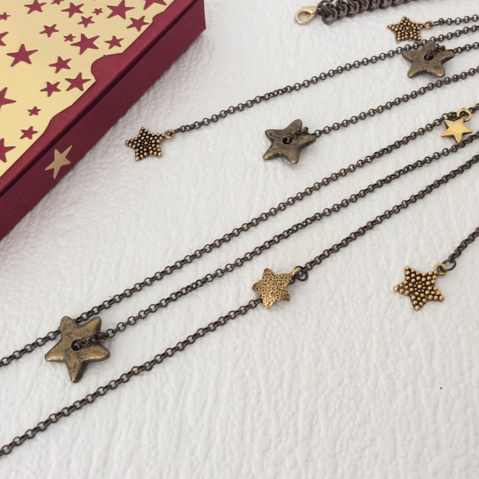 Jamie London metal star necklace – Statement bib – Boho – 40cm/15in – Gift box