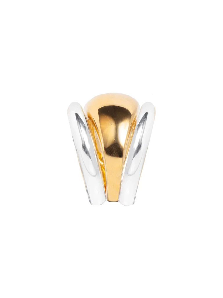 Two Tone Triple Ring Set brass metal statement band rings set for gift