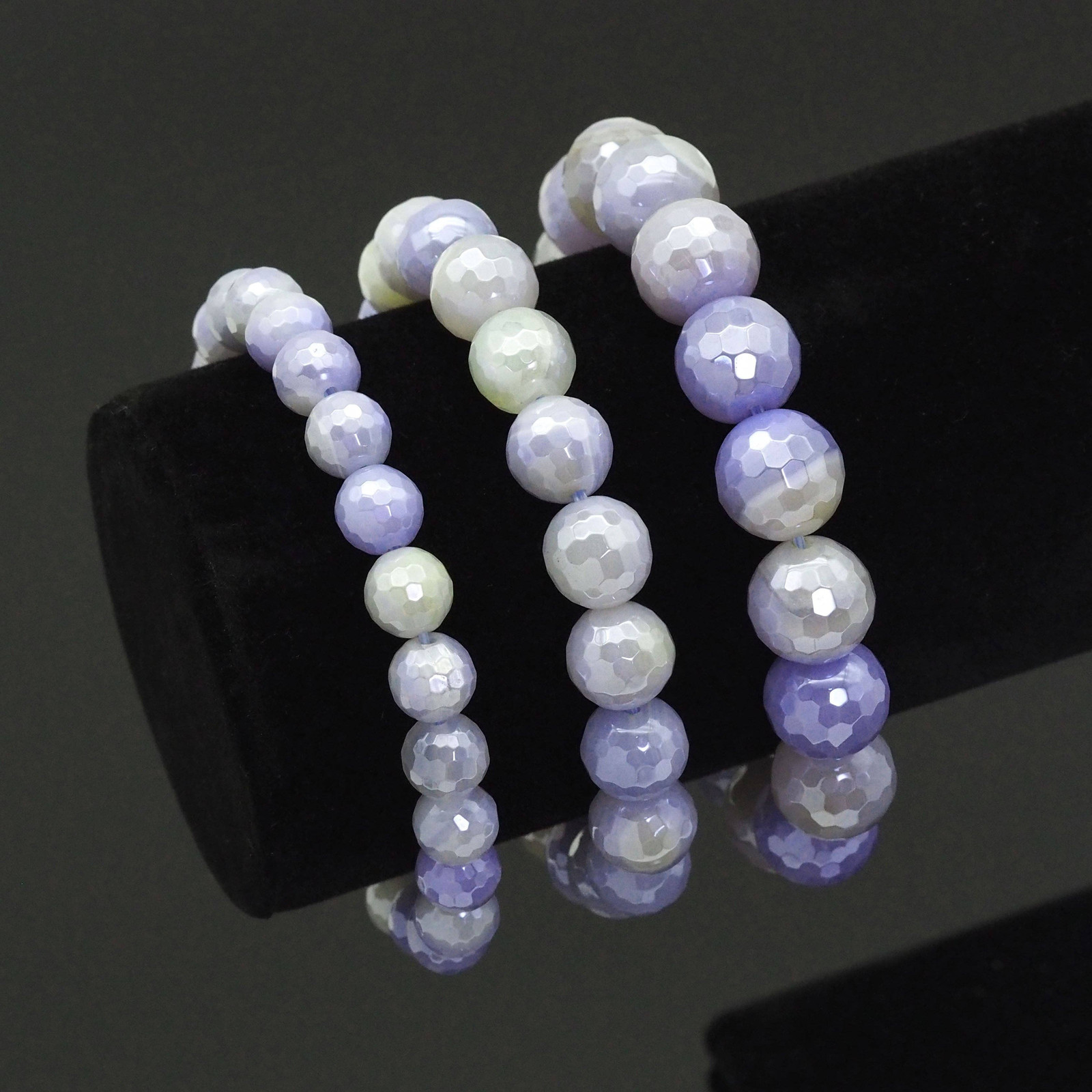 Mystic Blue Banded Agate Stretchy Bracelet, 8mm/10mm/12mm, S