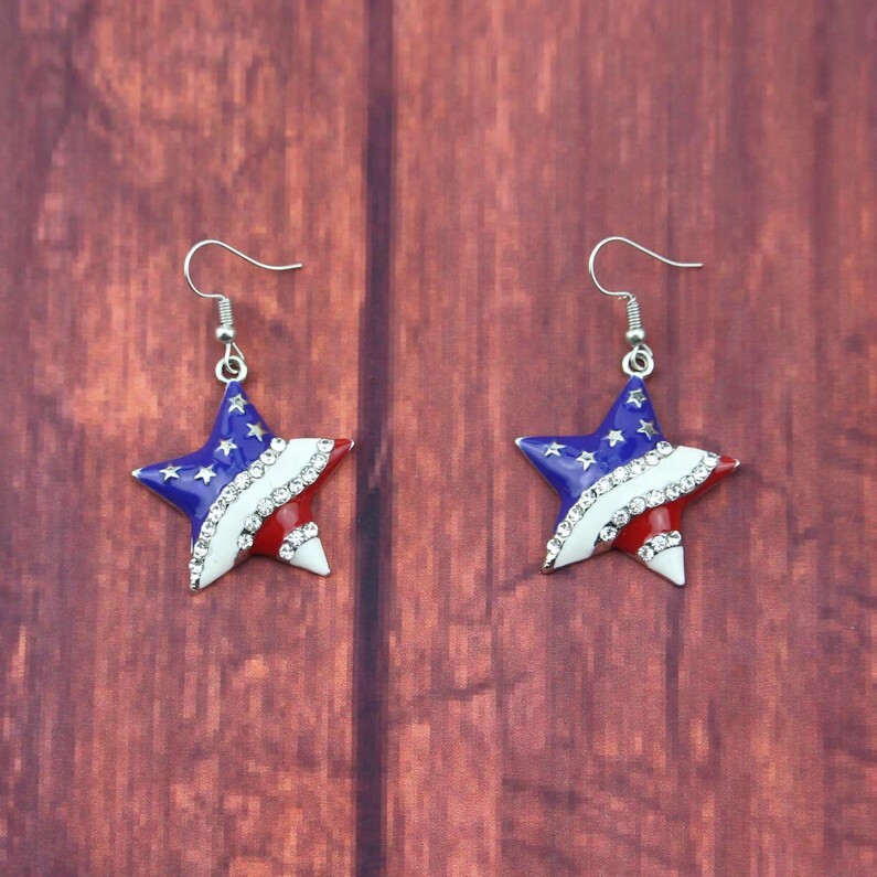 United States of America Star Earrings, Fourth, 4th of July, American Flag, USA
